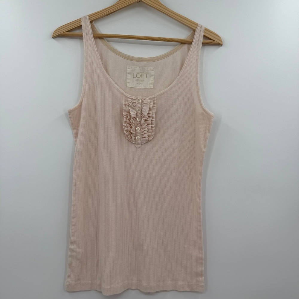 Ann Taylor LOFT Lounge Women's large ruffle tank Abercrombie alt